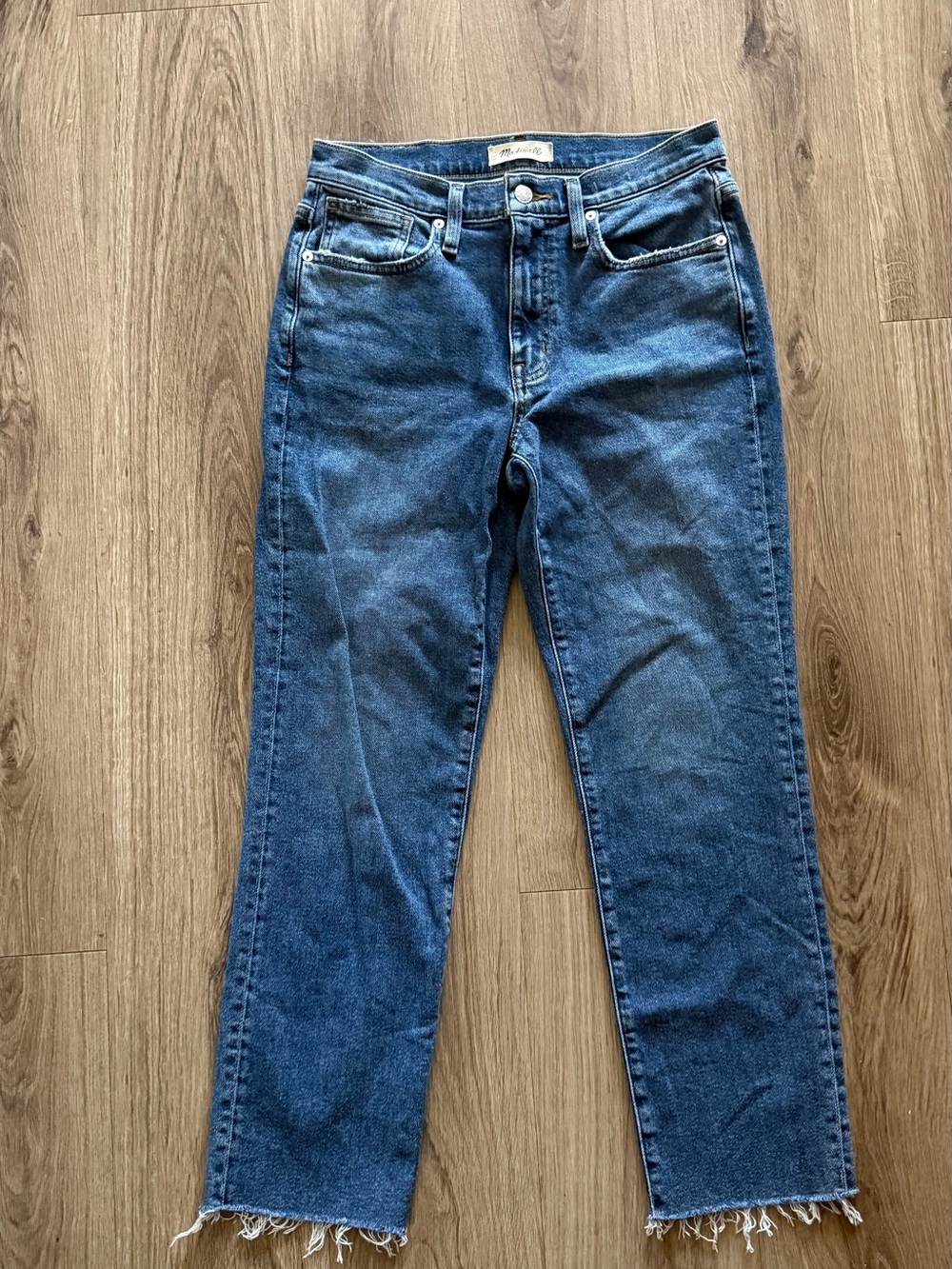 Madewell Women’s Straight-Leg “The Girljean” Jeans in Dark Blue Denim